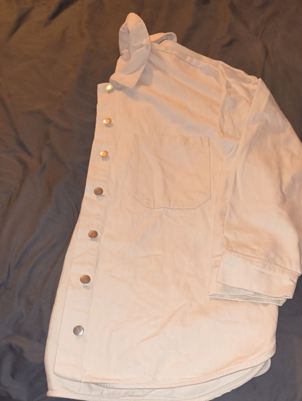 Black Tape_ Women's Off White Jean Jacket with Buttons